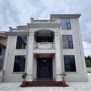 松原 芝麻白石材别墅干挂案例展示