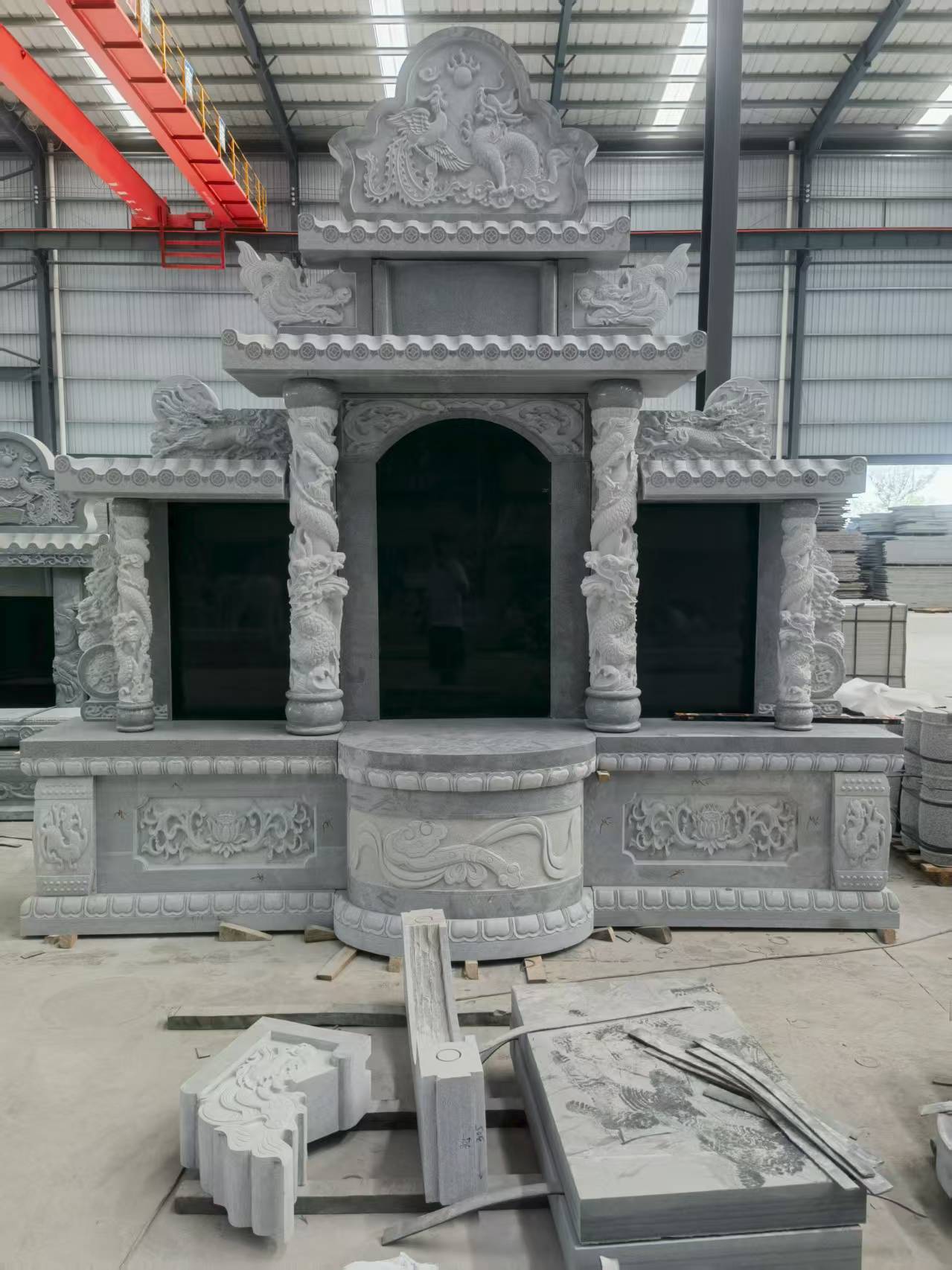 松原 芝麻灰高档墓碑，土墓，可定制