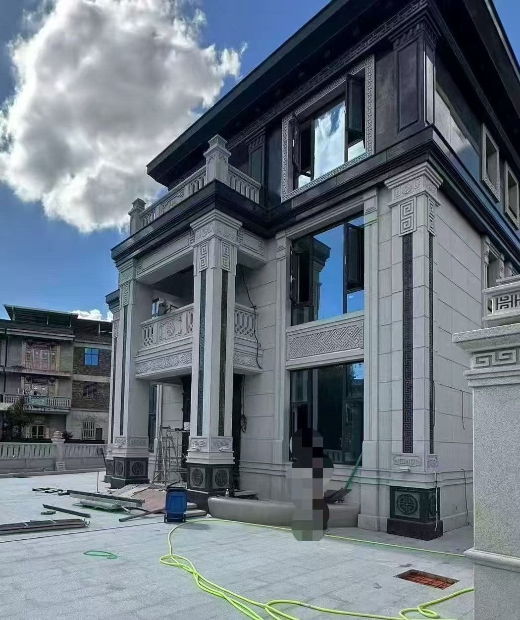 松原 别墅干挂，芝麻白与芝麻黑完美配合